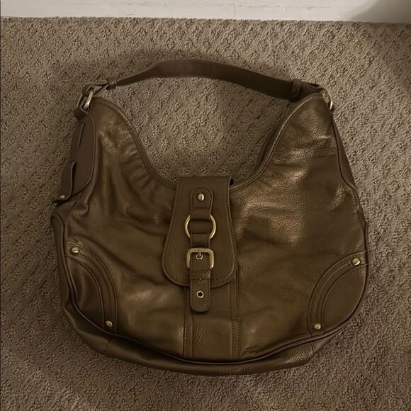 EUC Y2K cold water creek brown leather buckle bag in a bronze color - Picture 2 of 10